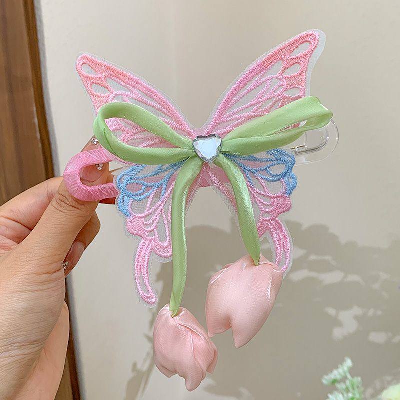 مشبك فراشة وردتين أورجانزا