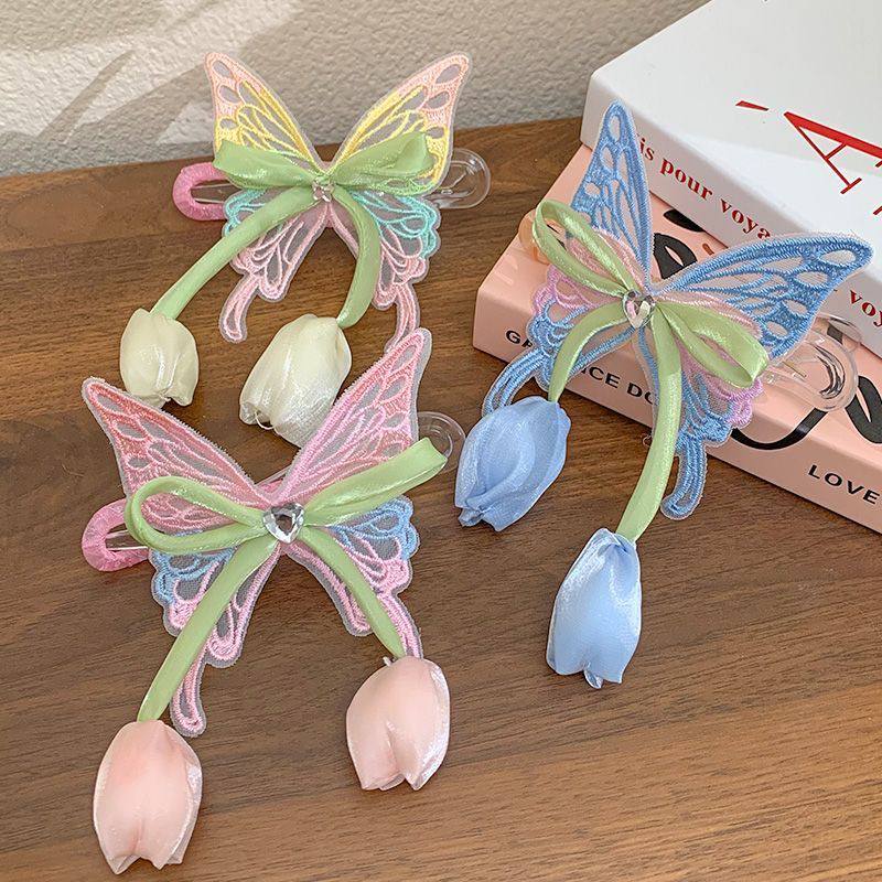 مشبك فراشة وردتين أورجانزا