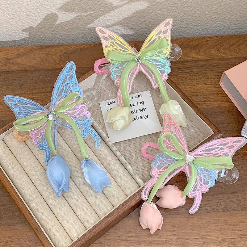 مشبك فراشة وردتين أورجانزا