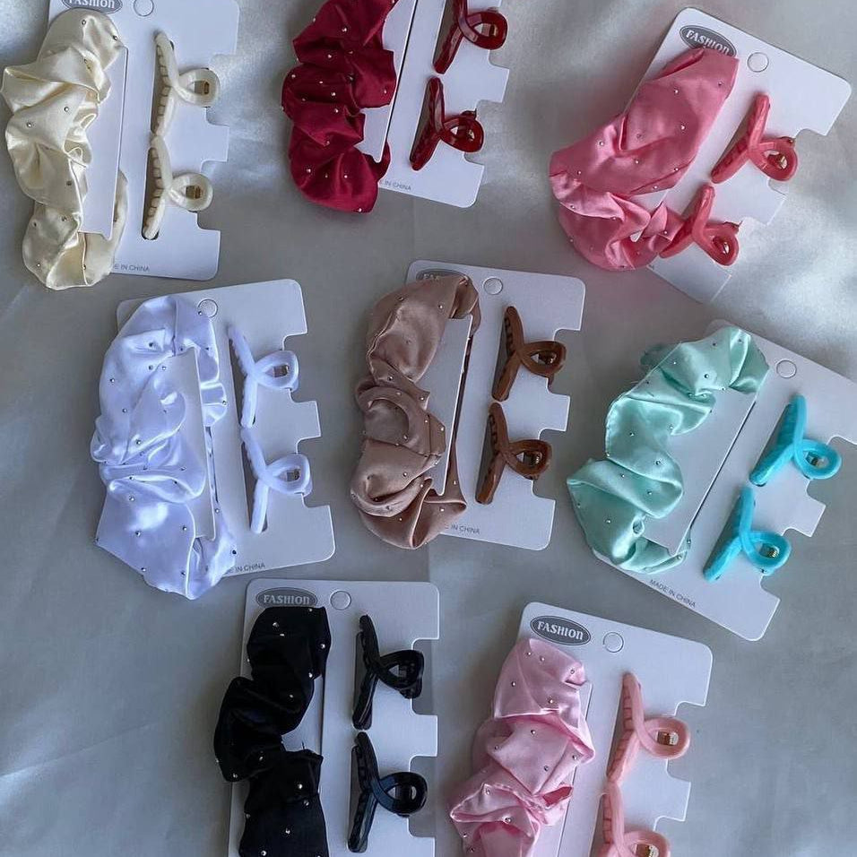 كارت اتنين مشبك خصلة + استك ستان