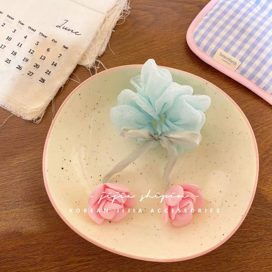 أستك شيفون وردتين شريطة