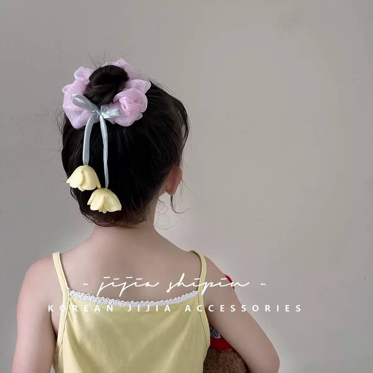 أستك شيفون وردتين شريطة