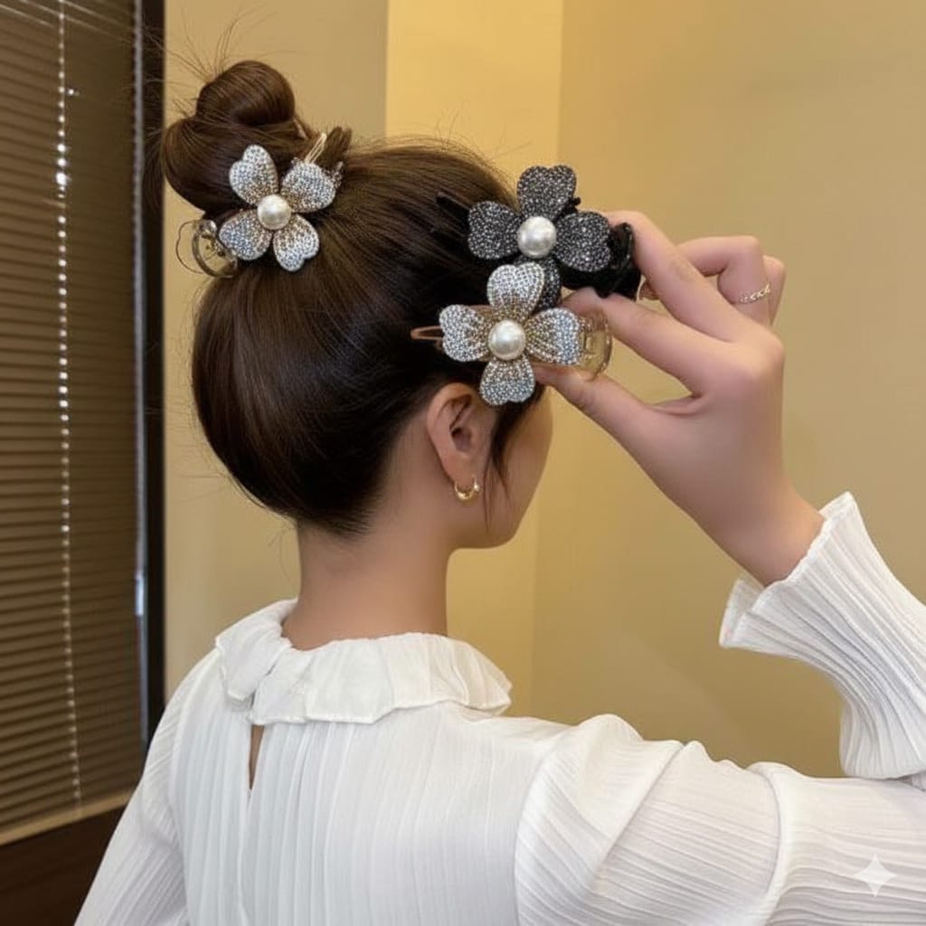 مشبك وردة ستراس ترندي